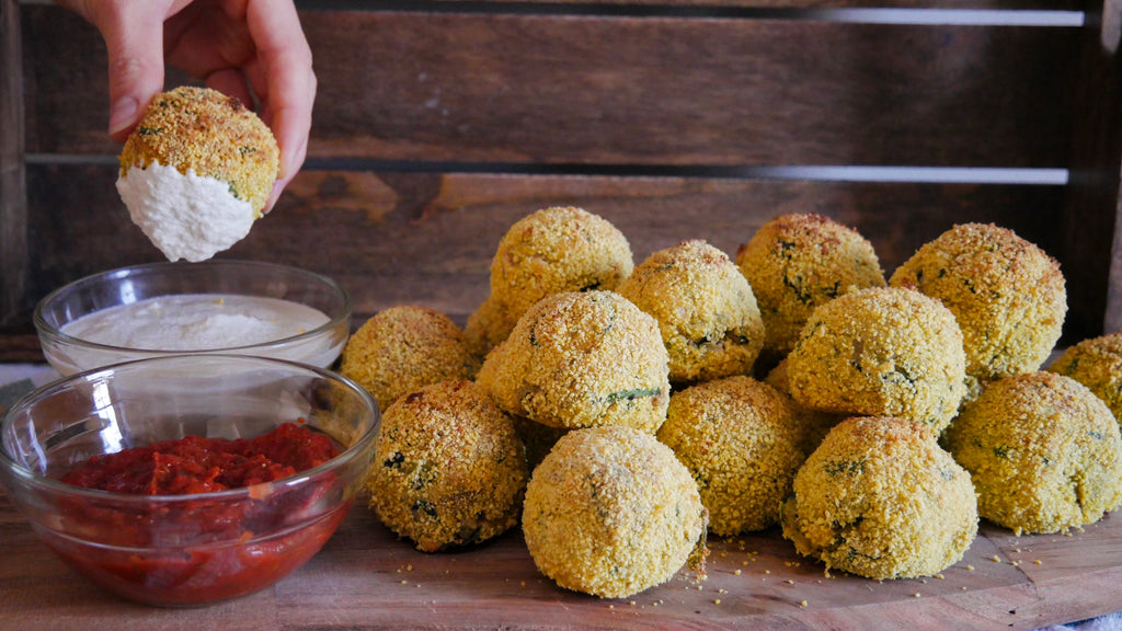 Crispy Potato Spinach Balls (gluten free & oil free) Meal Prep Friendly!