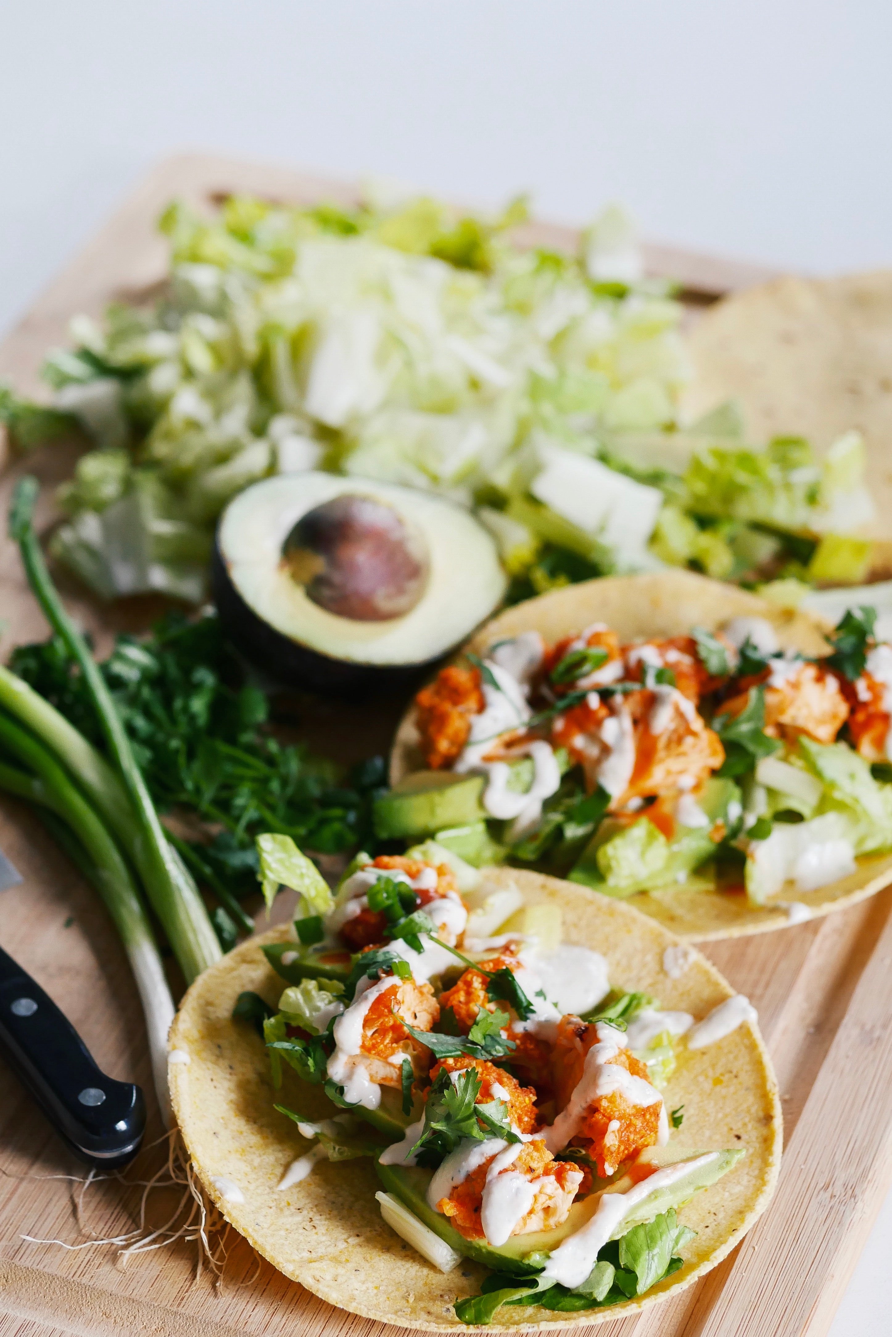 Buffalo Cauliflower Tacos with Creamy Cashew Ranch | wholesome influence